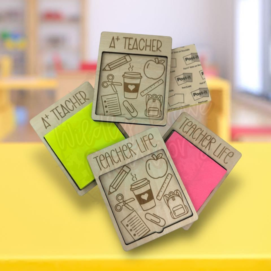 WOODEN Teacher sticky note holders