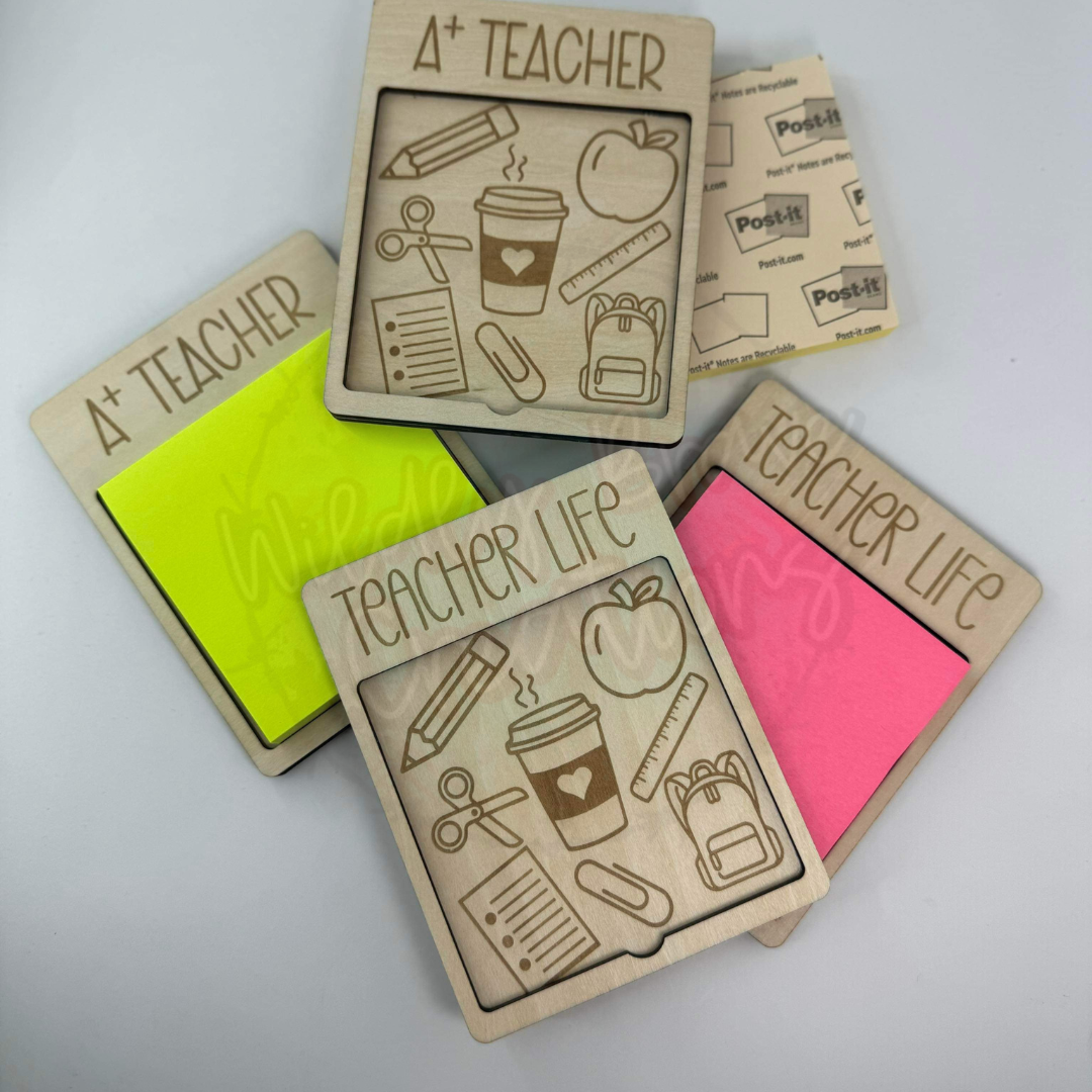 WOODEN Teacher sticky note holders
