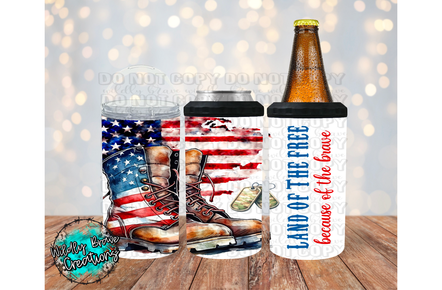 Land Of The Free Tumbler or Beer Can Cooler