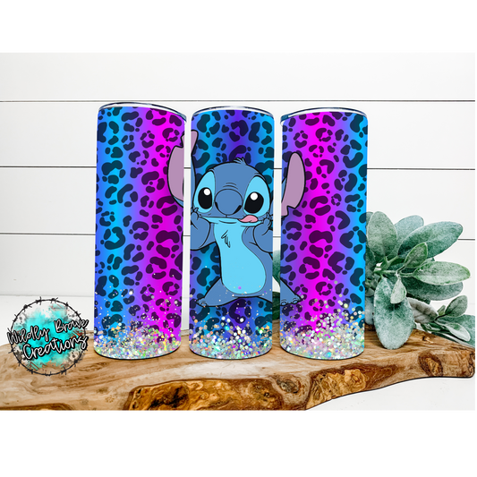 Blue Guy Leopard Background Drinkware