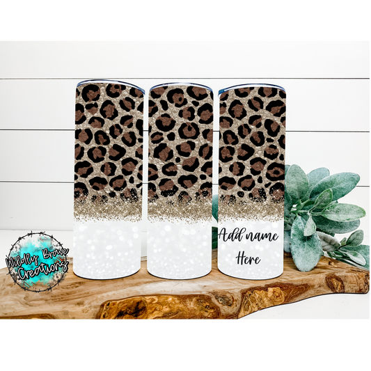 Customized Leopard And Gold Glitter Drinkware