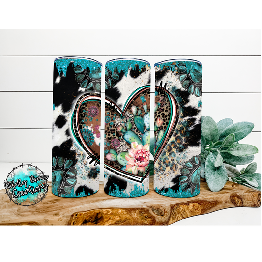 Cactus In A Leopard Heart Western Background Drinkware