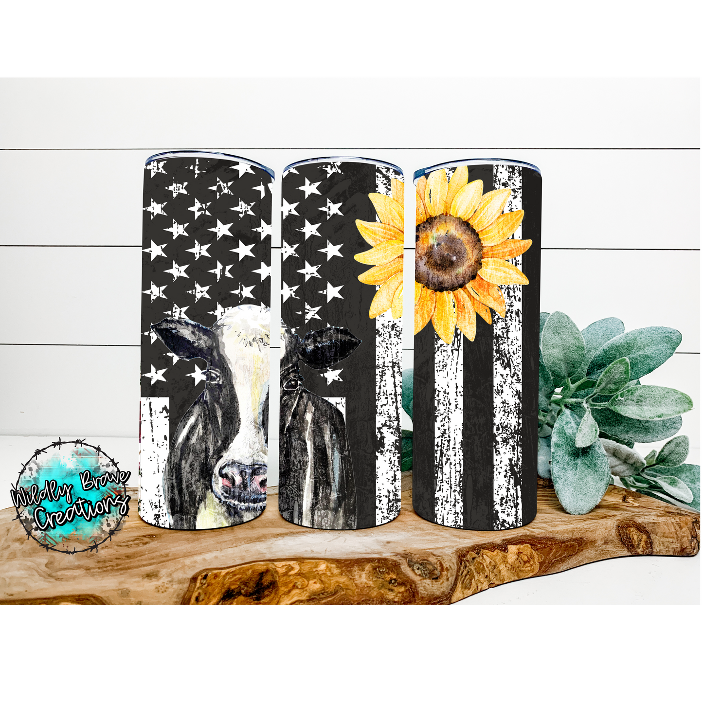 Cow With Black And White Flag Drinkware